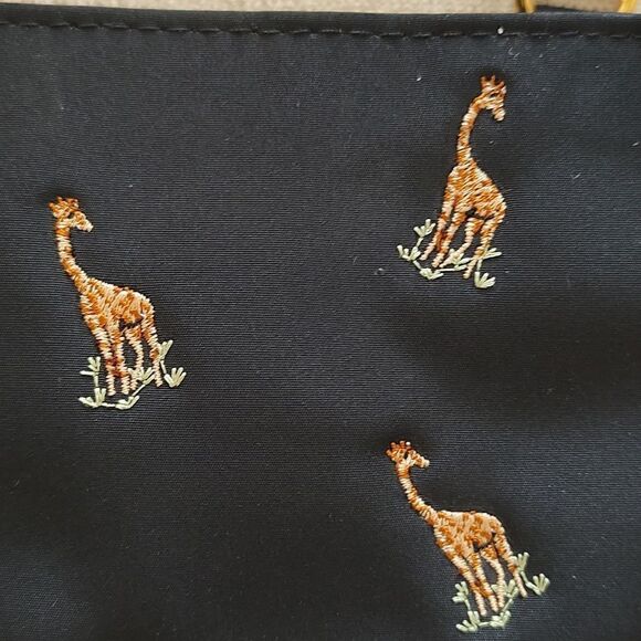 Prezzo Embroidered Giraffe Black Mini Tote Bag with Bamboo Handles - Picture 2 of 10